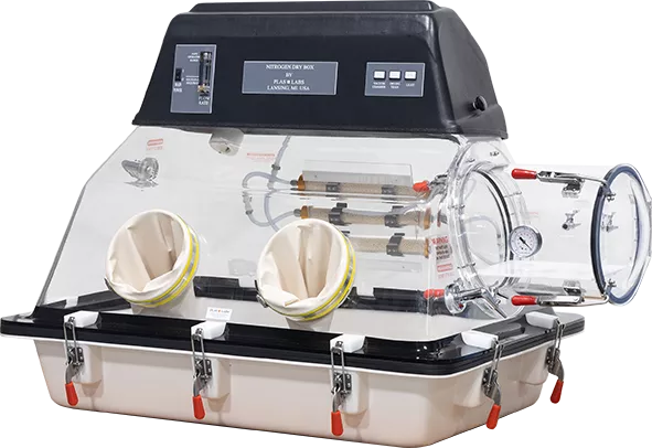 850 Nitrogen Dry Box, Inertgas (N₂, Ar, He), integrierte Trocknung, Transferkammer, LED, Vakuumpumpe, 1040×710×660 mm