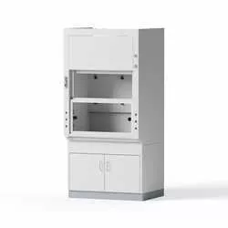 Low-profile laboratory fume hood, 1200x2500x970mm, 6 x 230V, 1 base cabinet B-1100mm 2 hinged doors