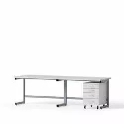 Sitztisch, 2400x750x750mm, 1 Rollcontainer B-526mm, 4 Schubkästen