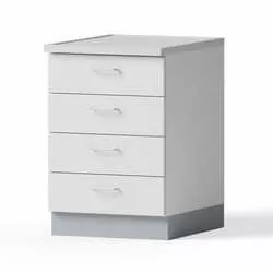 Stehtisch, 600x900x750mm, Tischplatte Steinzeug, 1 Unterschrank B-900mm, 4 Schubkästen
