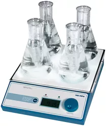 Multiple magnetic stirrer digital, type MS-MP4, max. 0.5 litres per stirring point (4 pcs.), plate 210x300 mm, timer 99h/59min, 80-1,200 rpm