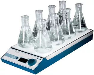 Multiple magnetic stirrer digital, type MS-MP8 ,Max. 0.5 litres per stirring point (4x2 pcs.), plate 210x500 mm,timer 99h/59min, 80-1,200rpm