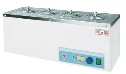 In-line water bath WEB-6, 6 openings Ø110 mm, digital controller, LCD display, timer: 99 hr/59 min., +5°C o.c. to 100°C